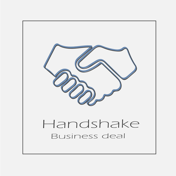 Handshake illustration. Hands shaking business deal hand drawn flat vector icon. - Vector, Image