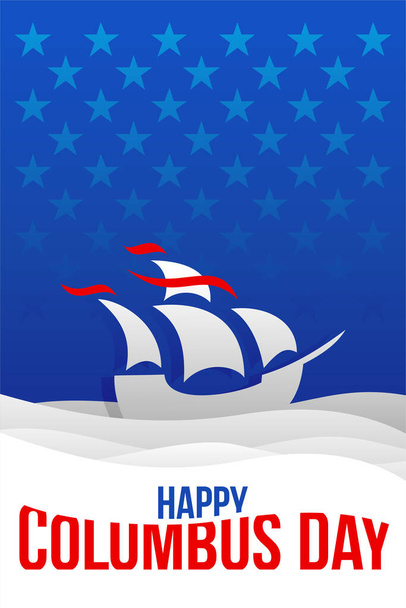Happy Columbus Day Flyer mit Flaggschiff  - Vektor, Bild