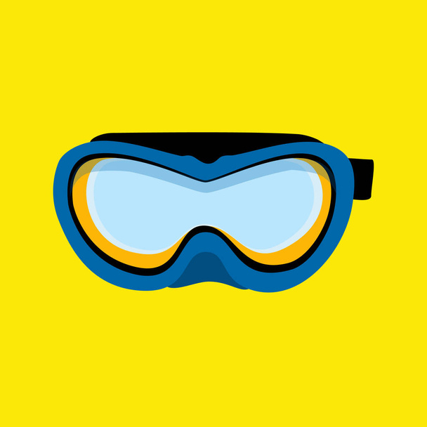 Blue diving mask. Diving mask isolated on yellow background. Swimming equipment - Vector, imagen