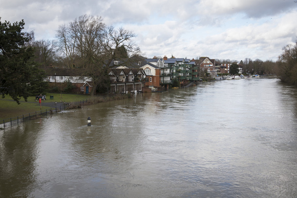 rzeka w powodzi w maidenhead - Zdjęcie, obraz