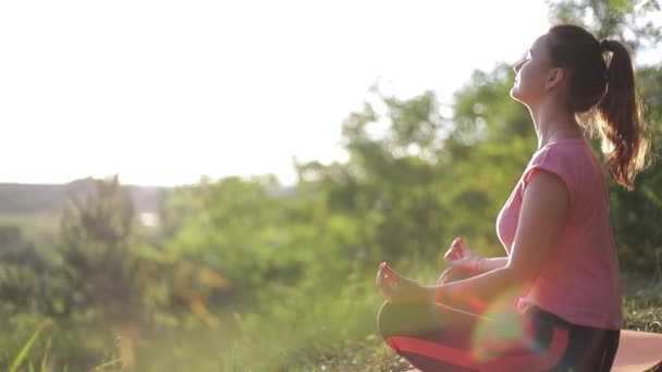 Mujeres meditativas practicando ejercicios de yoga. Estilo de vida saludable - Imágenes, Vídeo