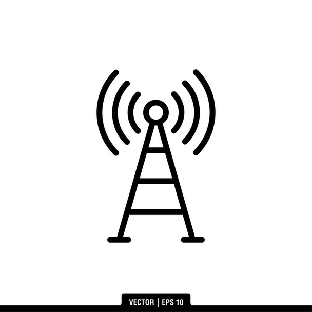 Modèle de logo d'illustration vectorielle d'icône de signal de tour - Vecteur, image
