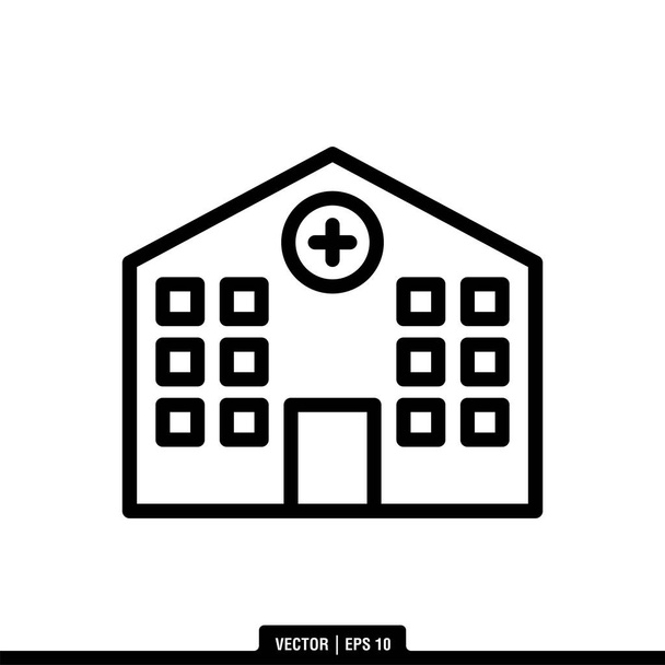 Modelo do logotipo da ilustração do vetor do ícone do hospital - Vetor, Imagem