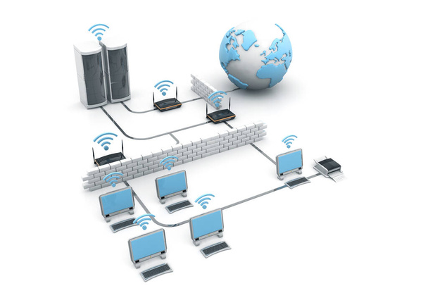 Internetová síťová zařízení na bílém pozadí - Fotografie, Obrázek