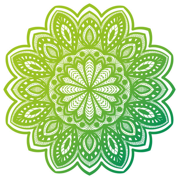 Colorful outline flower mandala. Vintage decorative element. Ornamental round doodle flower isolated on white background. Geometric circle element. Vector illustration. - Vector, Image
