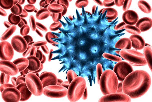 virus dans un flux sanguin rendu 3d - Photo, image