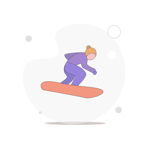 Beyaz üzerinde Snowboard vektör düz illüstrasyon - Vektör, Görsel