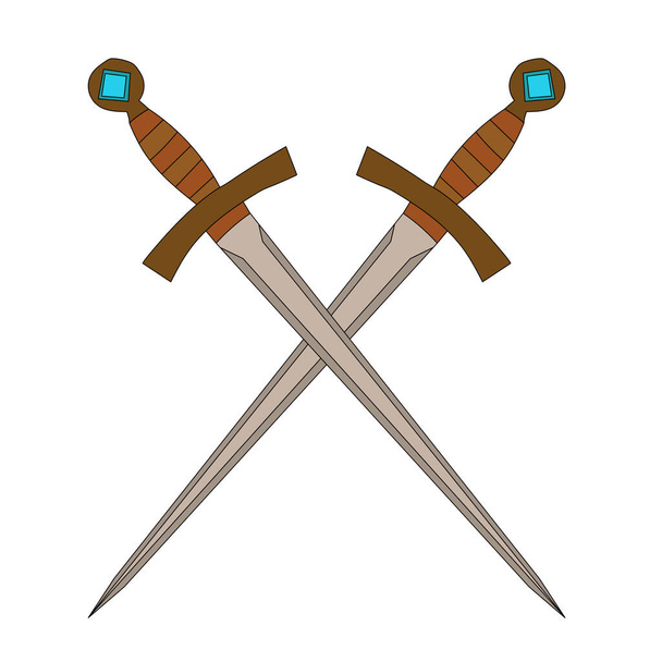 simbolo dell'arma, due spade a sciabola - Vettoriali, immagini