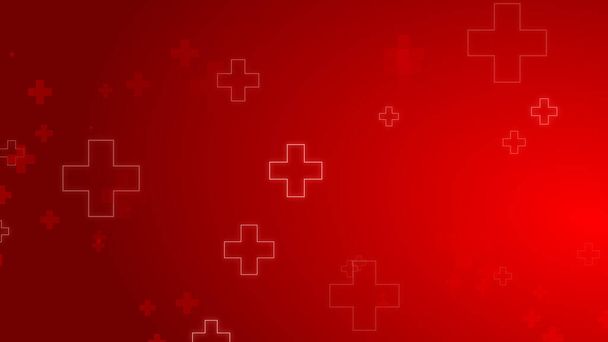 Saúde médica vermelho cruz néon luz formas padrão fundo. Resumo da atenção à saúde com conceito de emergência. - Foto, Imagem