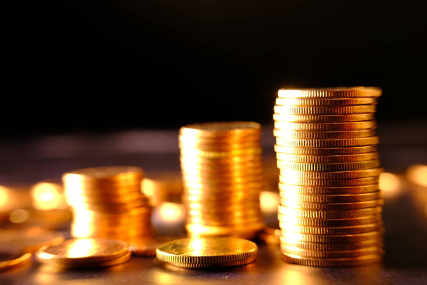 stack of coins on a blurred background  - Foto, imagen