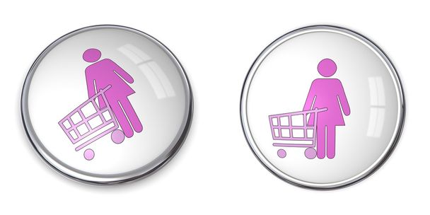 3D Button Woman Shopping - Photo, Image