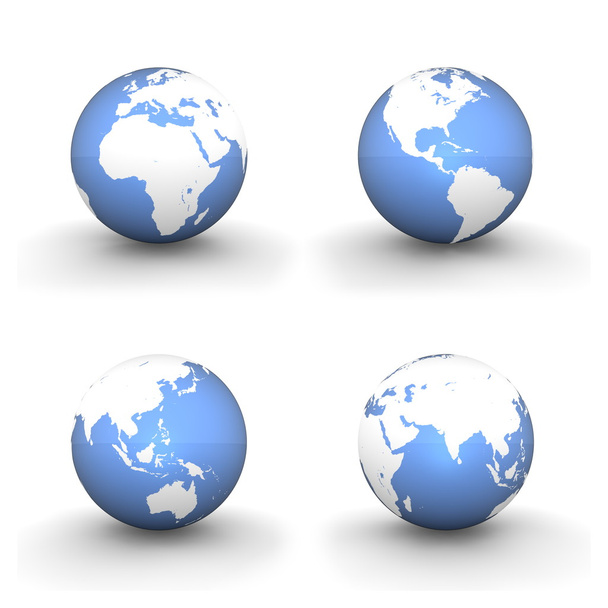 3D Globes in White and Shiny Blue - Foto, Bild