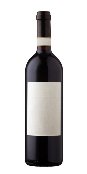 Red wine bottle isolated with blank label. - 写真・画像