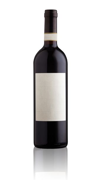 Red wine bottle isolated with blank label. - Photo, Image
