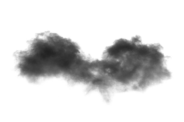 Nube aislada sobre fondo blanco, humo texturizado, negro abstracto - Foto, Imagen