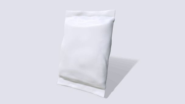3D vykreslení bílé fólie balení mockup, 3D vykreslování izolované na bílém pozadí - Fotografie, Obrázek