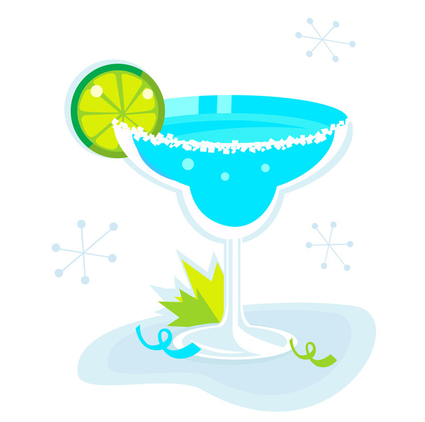 Blue Margarita cocktail isolated on white background - Wektor, obraz