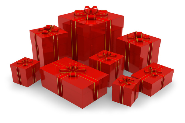 Conjunto de cajas de regalo rojas
 - Foto, Imagen