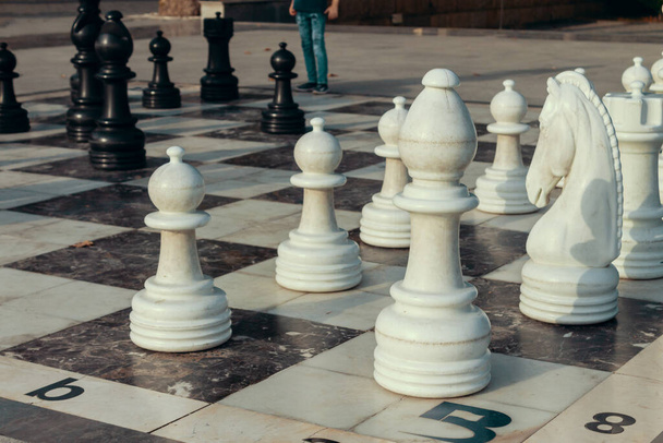 Šachy, velká šachovnice v parku - Fotografie, Obrázek
