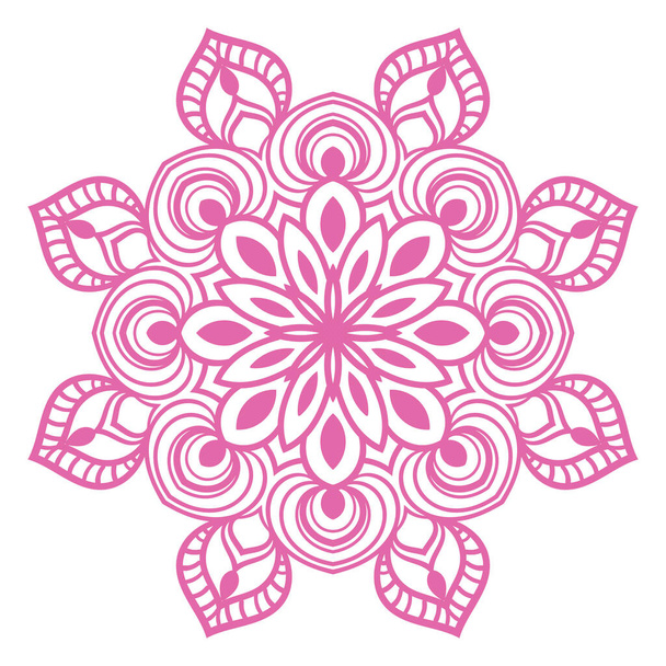 Colorful outline flower mandala. Doodle round decorative element for T-shirt, bag, poster isolated on white background. Floral geometric circle. Vector illustration.   - Вектор,изображение