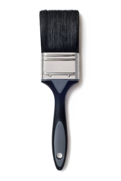 Overhead view of clean paintbrush isolated on white background - Photo, Image