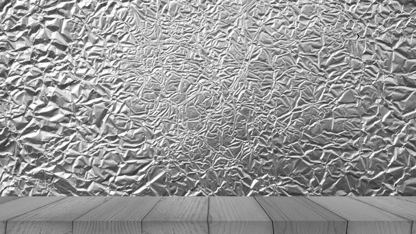 fundo folha de alumínio com superfície brilhante amassada para fundo textura - Foto, Imagem