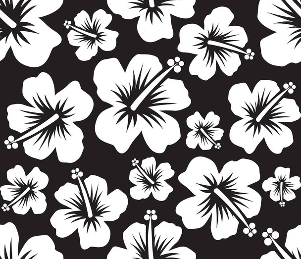 Ilustración vectorial del patrón sin costura de flores de hibisco Hawai - Vector, Imagen