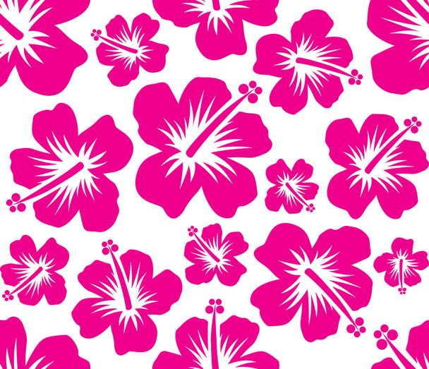 Vector illustration of the hibiscus Hawaii flower seamless pattern - Vector, Image