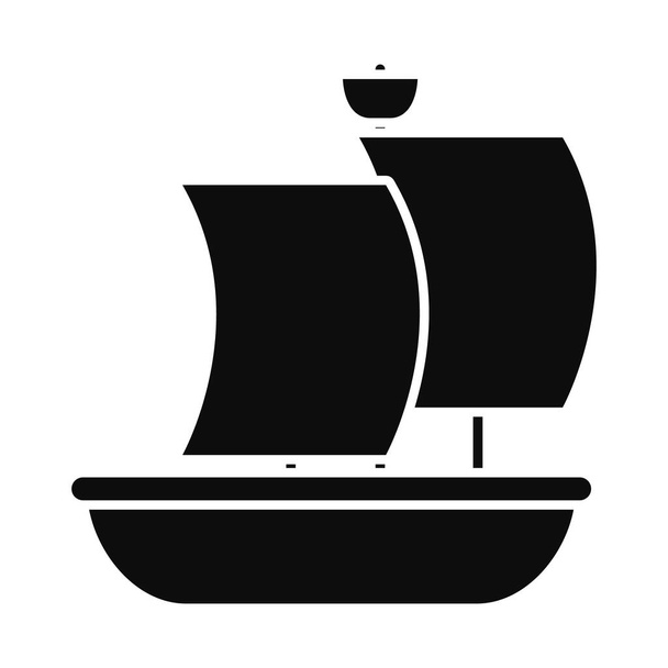 viejo icono del barco de vela, estilo silueta - Vector, imagen