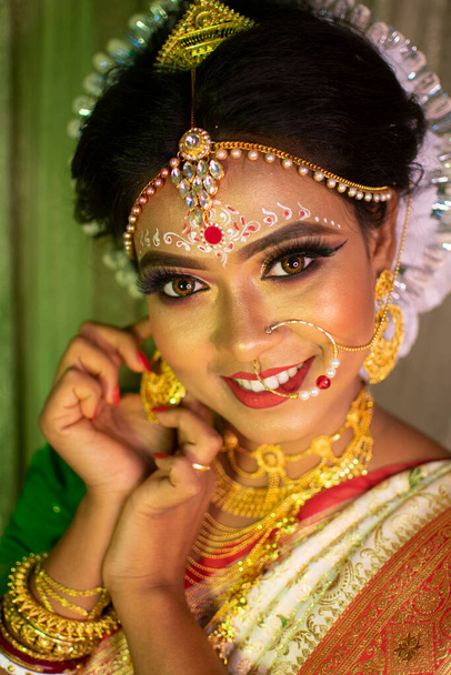 an indian woman with bridal makeup - Photo, Image