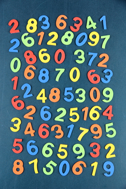 Colorful numbers on school desk background - Photo, Image