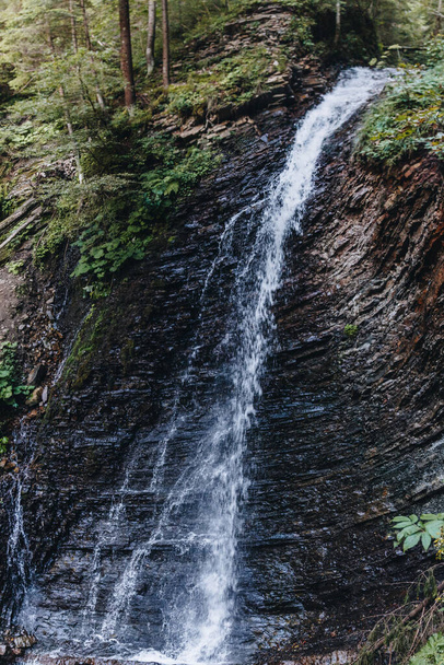 Mountain waterfall Huk in The Carpathians, Ukraine - Zdjęcie, obraz