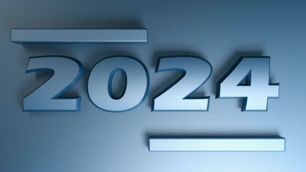 Η γραφή 2024 σε μπλε αριθμούς, απομονώνονται σε μπλε φόντο - 3D αποτύπωση βίντεο κλιπ - Πλάνα, βίντεο
