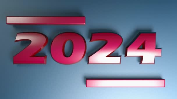 De write 2024 in rode cijfers, geïsoleerd op blauwe achtergrond - 3D weergave illustratie video clip - Video