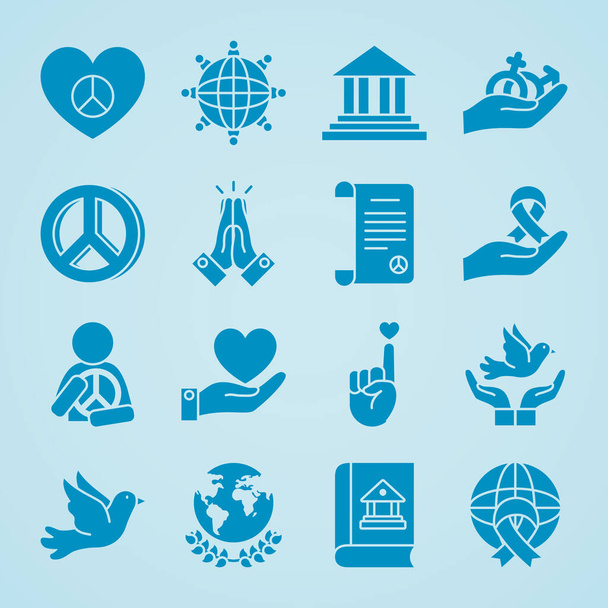 hearts and human rights icon set, silhouette style - Vector, Image