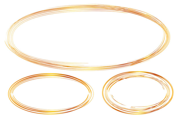 Vector 3 Hand Draw Sketch Golden Circle Frame von Multiple Black thic Markt für Ihr Element Design, isoliert auf Weiß - Vektor, Bild