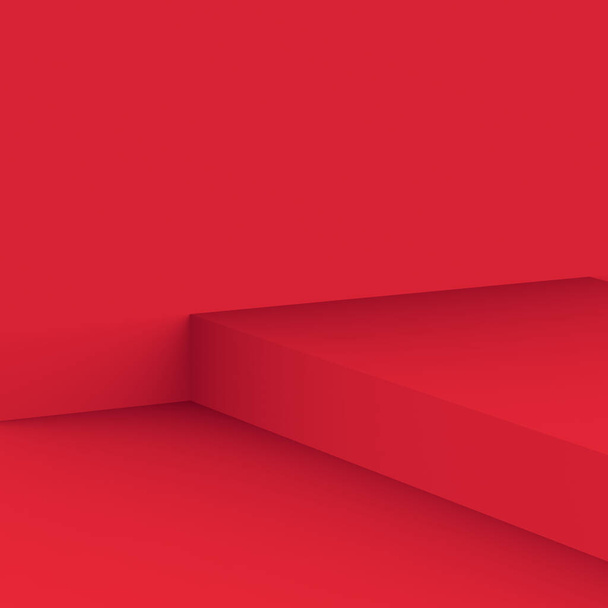 3d kırmızı beyaz sahne sahne stüdyo arkaplanı minimal. Soyut 3d geometrik şekil çizimi. Çin Yeni Yıl Tatili ve Mutlu Noeller ürünleri için ekran. - Fotoğraf, Görsel
