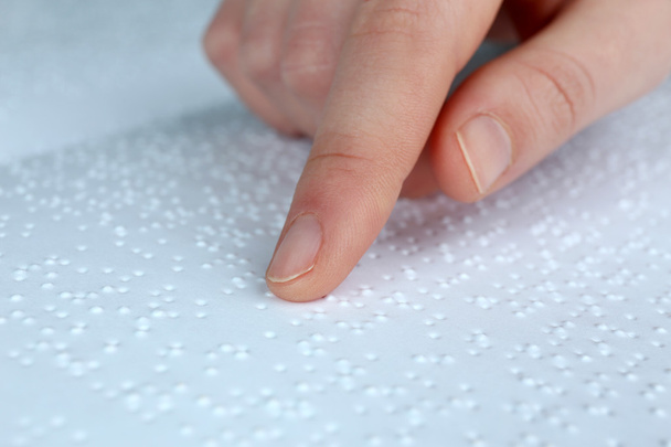 Blind woman read book written in Braille - Φωτογραφία, εικόνα
