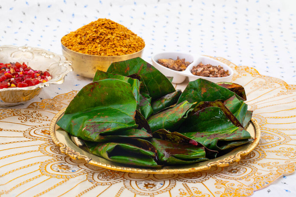 Paan dulce del ambientador tradicional de la boca de la India también conocido como Paan de Masala, Paan de Meetha, Paan llano o Beeda - Foto, imagen