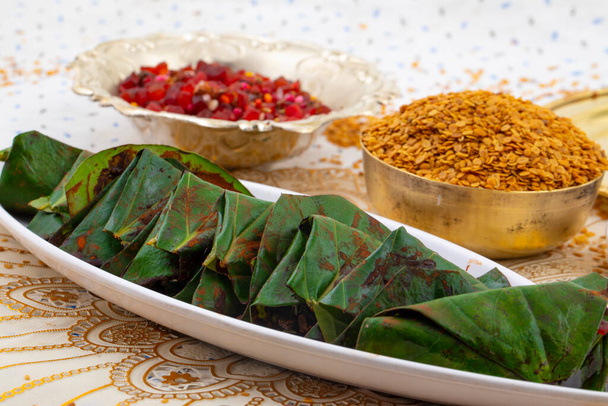 Indyjskie tradycyjne usta odświeżacz słodki Paan znany również jako Masala Paan, Meetha Paan, Plain Paan lub Beeda - Zdjęcie, obraz