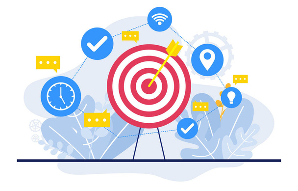 Bullseye Digital Marketing Commerce Mobile Web Analysis Design Illustration - Vector, Image