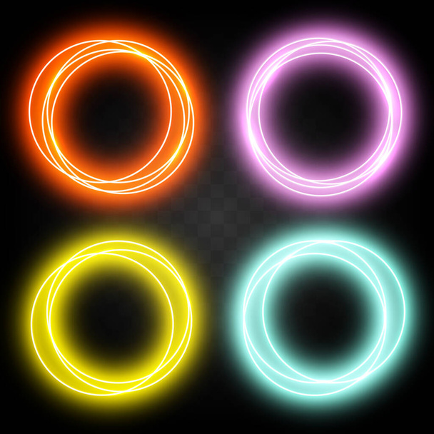 Set of effect neon different rings - Vector, Image