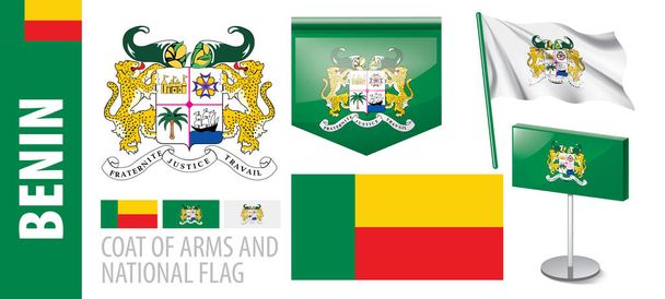 Векторный набор государственного флага Бенина в различных творческих проектах - Вектор,изображение