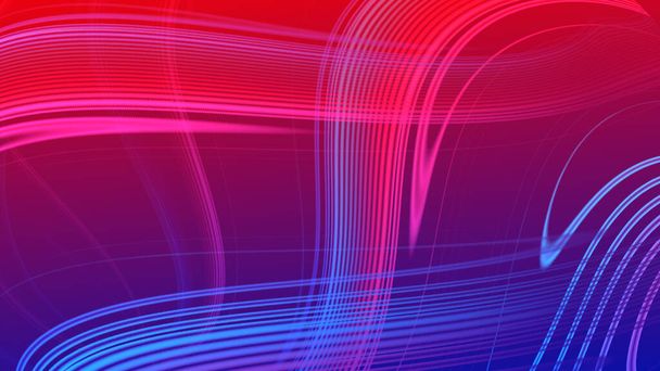 Abstract red blue gradient geometric background. Neon light curved lines and shape with colorful graphic design. - Photo, Image