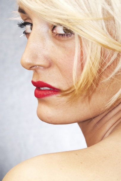 Beautiful woman with short white hair - Fotó, kép