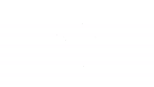 Zwarte lijn Hockey helm pictogram geïsoleerd op witte achtergrond. 4K Video motion grafische animatie - Video