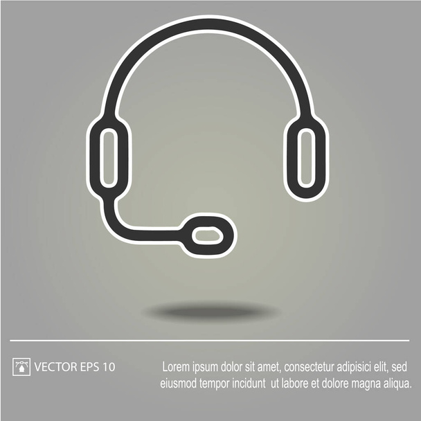 Headset vector icon eps 10. Headphone and microphone simple isolated illustration. - Vector, Image