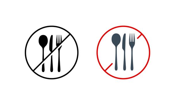 Dites non à l'icône fourchette, cuillère et couteau en plastique. Sauver l'environnement et l'écologie de la terre. Vecteur sur fond blanc isolé. SPE 10. - Vecteur, image