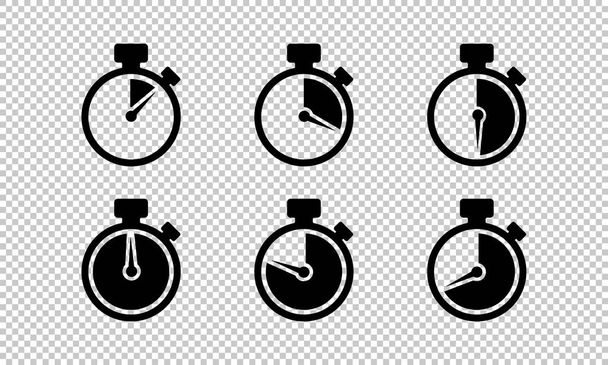 Timer ícones isolados em fundo transparente. Contagem regressiva. Símbolo do cronómetro. Gestão de tempo. Sinal do relógio. Ver ícone. Vetor EPS 10 - Vetor, Imagem