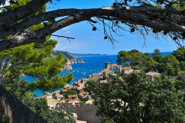 Medieval landscape with castle in the background on the coast of Tossa de Mar. - Fotó, kép